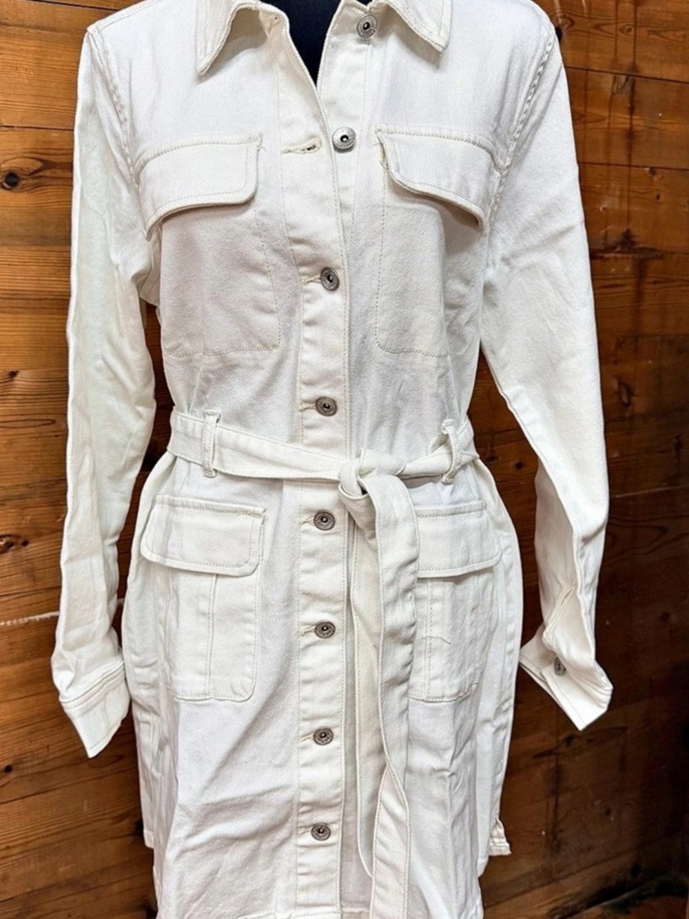 Sanctuary The Utility Shirt Dress Utility Jacket White Medium